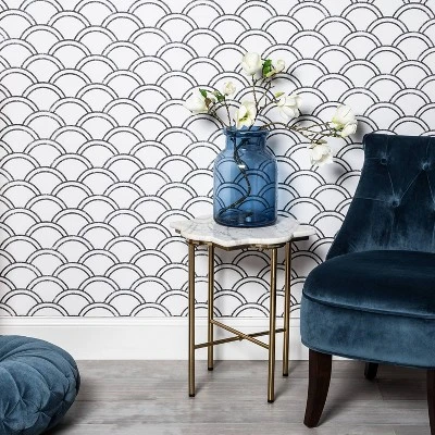 Scallops Peel & Stick Wallpaper Black/White - Opalhouse™: Removable Vinyl, Self-Adhesive, Washable, 27.5 Sq Ft Coverage 3 Scallops Peel & Stick Wallpaper Black/White - Opalhouse™: Removable Vinyl, Self-Adhesive, Washable, 27.5 Sq Ft Coverage