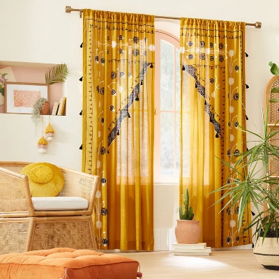 2pk Light Filtering Doorway Embroidery Window Curtain Panels Gold - Opalhouse™ Designed With Jungalow™ 3 2pk Light Filtering Doorway Embroidery Window Curtain Panels Gold - Opalhouse™ Designed With Jungalow™