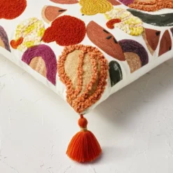 18"x18" Square Cotton Embroidered Harvest Accent Pillow White/Red/Mustard - Opalhouse™ Designed With Jungalow™ -Opalhouse™ Shop GUEST 2a242e61 0c06 4d42 a26e 193797b3c7b4