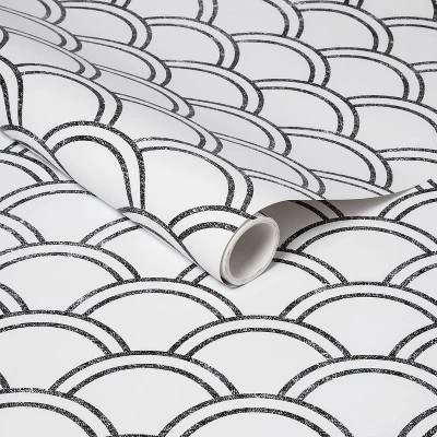 Scallops Peel & Stick Wallpaper Black/White - Opalhouse™: Removable Vinyl, Self-Adhesive, Washable, 27.5 Sq Ft Coverage 6 Scallops Peel & Stick Wallpaper Black/White - Opalhouse™: Removable Vinyl, Self-Adhesive, Washable, 27.5 Sq Ft Coverage - Image 4