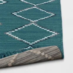 7' X 10' Soft Moroccan Woven Tapestry With Double Knot Fringe Outdoor Rug Teal - Opalhouse™ -Opalhouse™ Shop GUEST 3a15645d 40e3 4c67 92df d55f6ad30a10 1