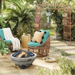 Topanga Club Chair With Ottoman - Blue/Brown - Opalhouse™ Designed With Jungalow™