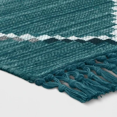 5' X 7' Soft Moroccan Tapestry With Double Knot Fringe Woven Outdoor Rug Teal - Opalhouse™ 4 5' X 7' Soft Moroccan Tapestry With Double Knot Fringe Woven Outdoor Rug Teal - Opalhouse™ - Image 2