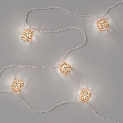 10ct Incandescent Mini Lights With Wrapped Rattan Hoods Brown - Opalhouse™ 4 10ct Incandescent Mini Lights With Wrapped Rattan Hoods Brown - Opalhouse™ - Image 2