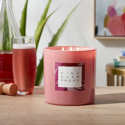 28oz Glass Champagne Candle Light Pink - Opalhouse™ 3 28oz Glass Champagne Candle Light Pink - Opalhouse™